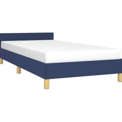 vidaXL Sengeramme med hovedgærde uden madras Blå 80x200 cm Stof