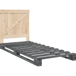 vidaXL sengeramme med sengegavl 90x200 cm massivt fyrretræ grå