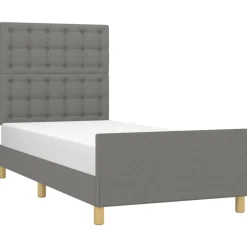 vidaXL sengeramme med sengegavl 80x200cm stof mørkegrå