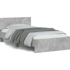 vidaXL sengeramme med sengegavl 100x200 cm konstrueret træ betongrå