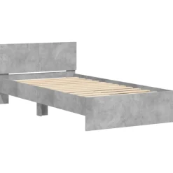 vidaXL sengeramme med sengegavl 100x200 cm konstrueret træ betongrå