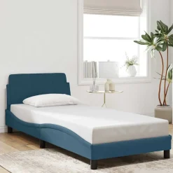 vidaXL sengeramme med sengegavl Dover 80x200 cm fløjl blå