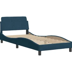 vidaXL sengeramme med sengegavl Dover 80x200 cm fløjl blå