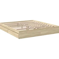 vidaXL sengeramme med skuffer 180x200 cm konstrueret træ sonoma-eg
