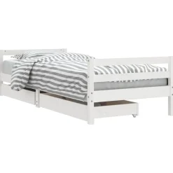 vidaXL sengeramme til juniorseng m. skuffer 80x200 cm massivt fyr hvid
