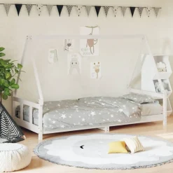 vidaXL sengeramme til juniorseng 90x200 cm massivt fyrretræ hvid