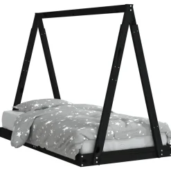 vidaXL sengeramme til juniorseng 80x160 cm massivt fyrretræ sort