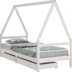 vidaXL sengeramme til juniorseng m. skuffer 80x200 cm massivt fyr hvid
