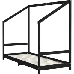vidaXL sengeramme til juniorseng 80x200 cm massivt fyrretræ sort
