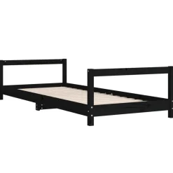 vidaXL sengeramme til juniorseng 90x200 cm massivt fyrretræ sort