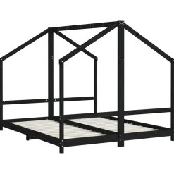 vidaXL sengeramme til juniorseng 2x(80x200) cm massivt fyrretræ sort