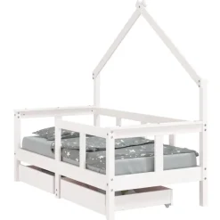 vidaXL sengeramme til juniorseng m. skuffer 70x140 cm massivt fyr hvid