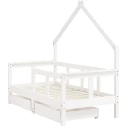 vidaXL sengeramme til juniorseng m. skuffer 70x140 cm massivt fyr hvid