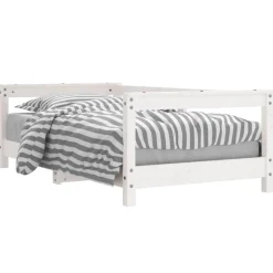 vidaXL sengeramme til juniorseng 70x140 cm massivt fyrretræ hvid