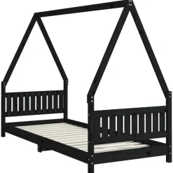 vidaXL sengeramme til juniorseng 80x200 cm massivt fyrretræ sort