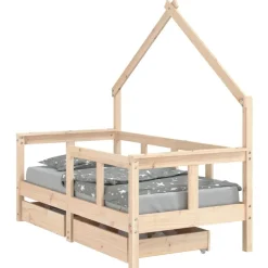 vidaXL sengeramme til juniorseng m. skuffer 70x140 cm massivt fyr