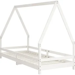 vidaXL sengeramme til juniorseng 80x200 cm massivt fyrretræ hvid