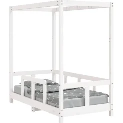 vidaXL sengeramme til juniorseng 70x140 cm massivt fyrretræ hvid
