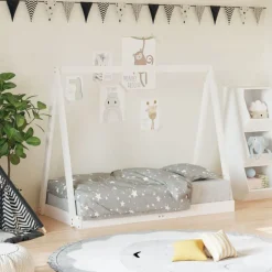 vidaXL sengeramme til juniorseng 70x140 cm massivt fyrretræ hvid
