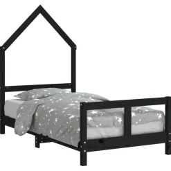 vidaXL sengeramme til juniorseng 80x160 cm massivt fyrretræ sort