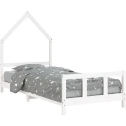vidaXL sengeramme til juniorseng 90x190 cm massivt fyrretræ hvid