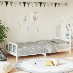 vidaXL sengeramme til juniorseng 90x190 cm massivt fyrretræ hvid