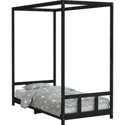 vidaXL sengeramme til juniorseng 90x190 cm massivt fyrretræ sort