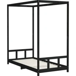 vidaXL sengeramme til juniorseng 90x190 cm massivt fyrretræ sort