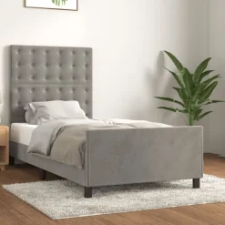vidaXL Sengeramme uden madras Lysegrå 80x200 cm Fløjl