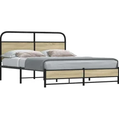 vidaXL sengeramme uden madras 160x200 cm metal sonoma-eg