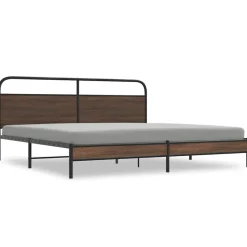 vidaXL sengeramme uden madras 180x200 cm metal brun egetræsfarve