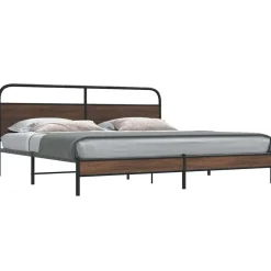vidaXL sengeramme uden madras 180x200 cm metal brun egetræsfarve