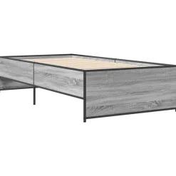 vidaXL sengeramme 90x190 cm konstrueret træ og metal grå sonoma-eg