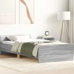 vidaXL sengeramme 90x200 cm konstrueret træ grå sonoma-eg