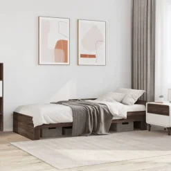vidaXL sengeramme 100x200 cm uden madras konstrueret træ brunt eg
