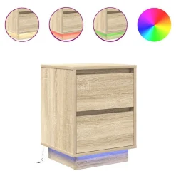 vidaXL Sengeskab med LED-lys Sonoma Eg 38x34x50 cm