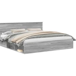 vidaXL Sengestel Grå Sonoma 200 x 200 cm Massiv fyrretræ