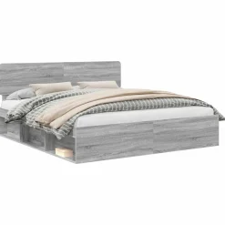 vidaXL Sengestel Grå Sonoma 200 x 200 cm Massiv fyrretræ