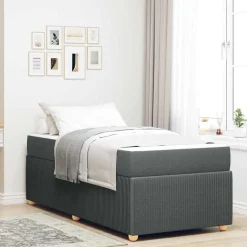 vidaXL Sengestel med madras Mørkegrå 80 x 200 cm Stof