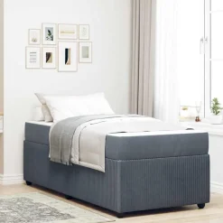 vidaXL Sengestel med madras Mørkegrå 80 x 200 cm Stof