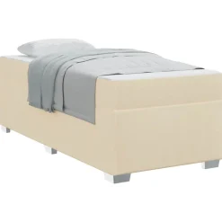 vidaXL Sengestel med madras Creme 80 x 200 cm Stof