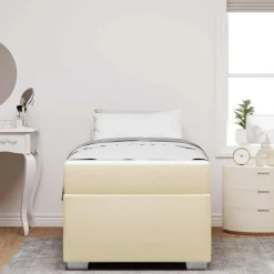 vidaXL Sengestel med madras Creme 80 x 200 cm Stof