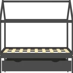 vidaXL sengestel til børn + skuffe 70x140 cm massivt fyrretræ mørkegrå