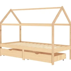 vidaXL sengestel til børn med skuffer 90x200 cm massivt fyrretræ