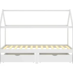 vidaXL sengestel til børn med skuffer 90x200 cm massivt fyrretræ hvid