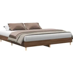 vidaXL sengestel uden madras 200x200 cm konstrueret træ brun eg