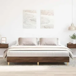 vidaXL sengestel uden madras 200x200 cm konstrueret træ brun eg
