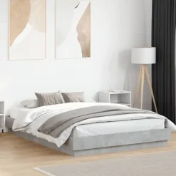 vidaXL sengestel 150x200 cm konstrueret træ betongrå
