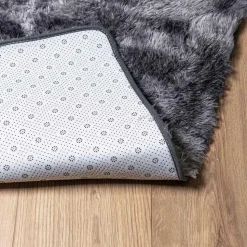 vidaXL shaggy gulvtæppe NAVARRA 120x120 cm høje luv polyester mørkegrå