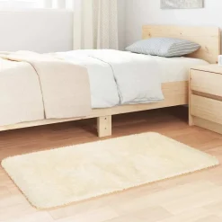 vidaXL shaggy gulvtæppe NAVARRA 60x100 cm høje luv cremefarvet